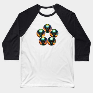 Five Robots Round and Round Baseball T-Shirt